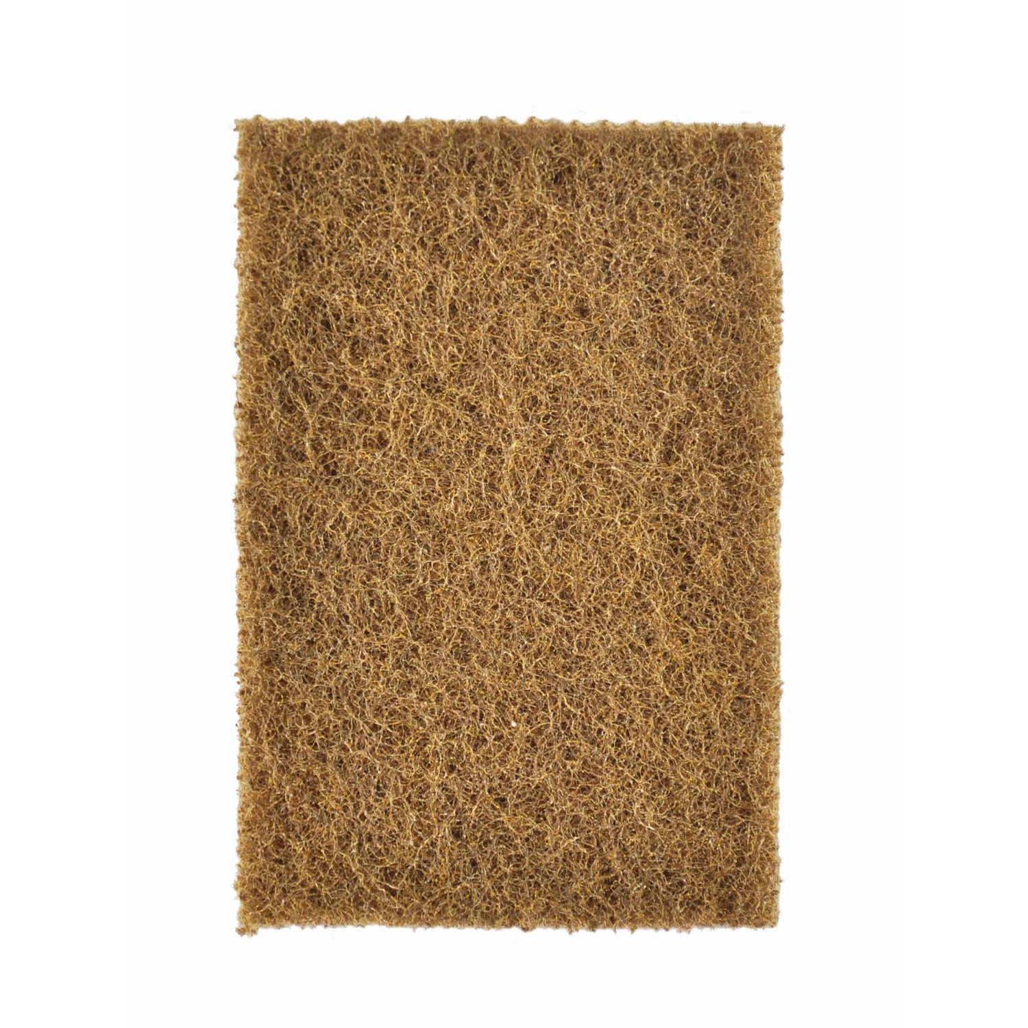 Front view of a brown Winnerwell® scrubbing sponge, showcasing its scrubbing surface that is ideal for cleaning dishes and kitchen surfaces.