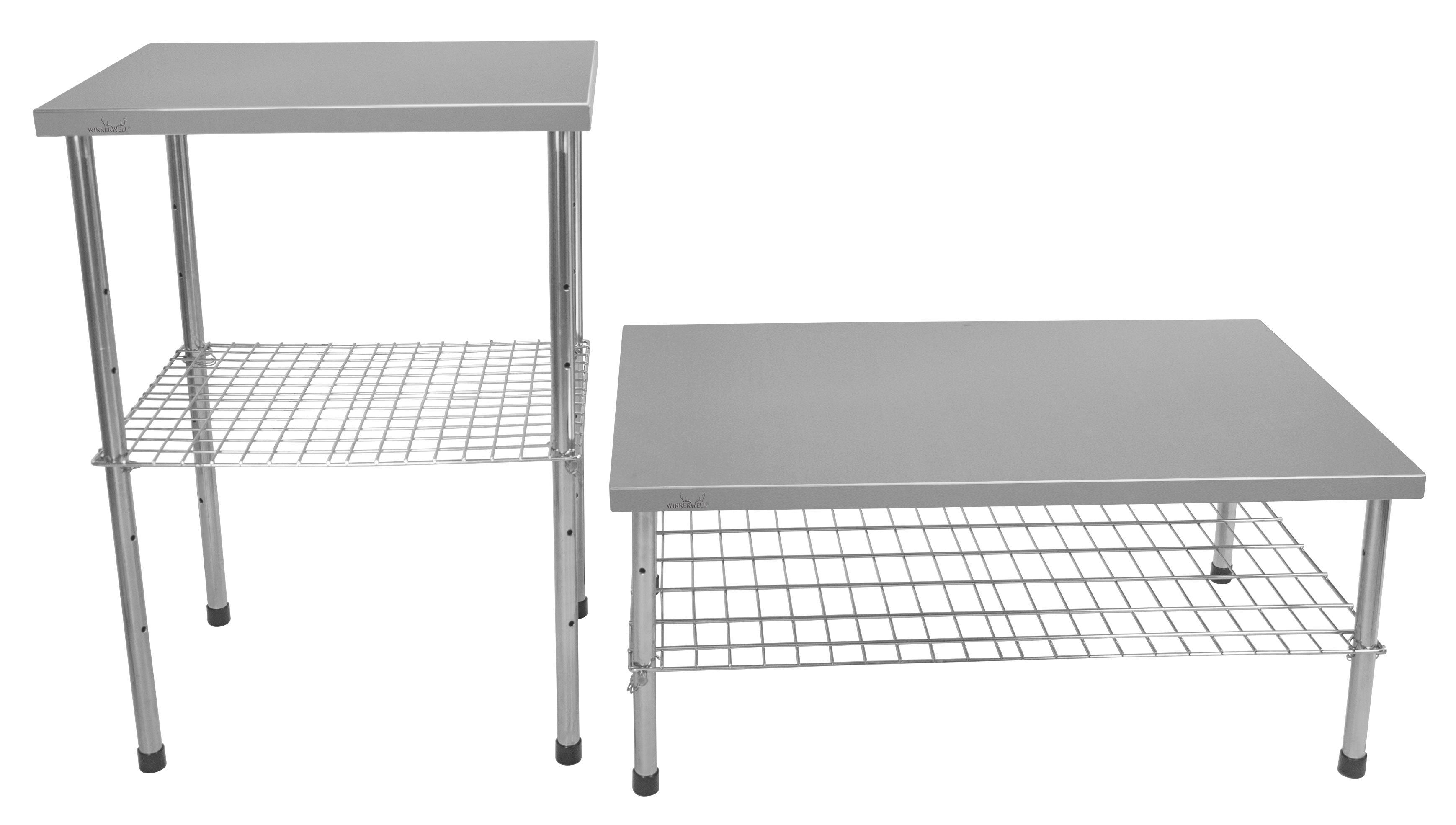 Winnerwell® camping tables of different sizes, showcasing the range available to suit various outdoor camping and dining needs.