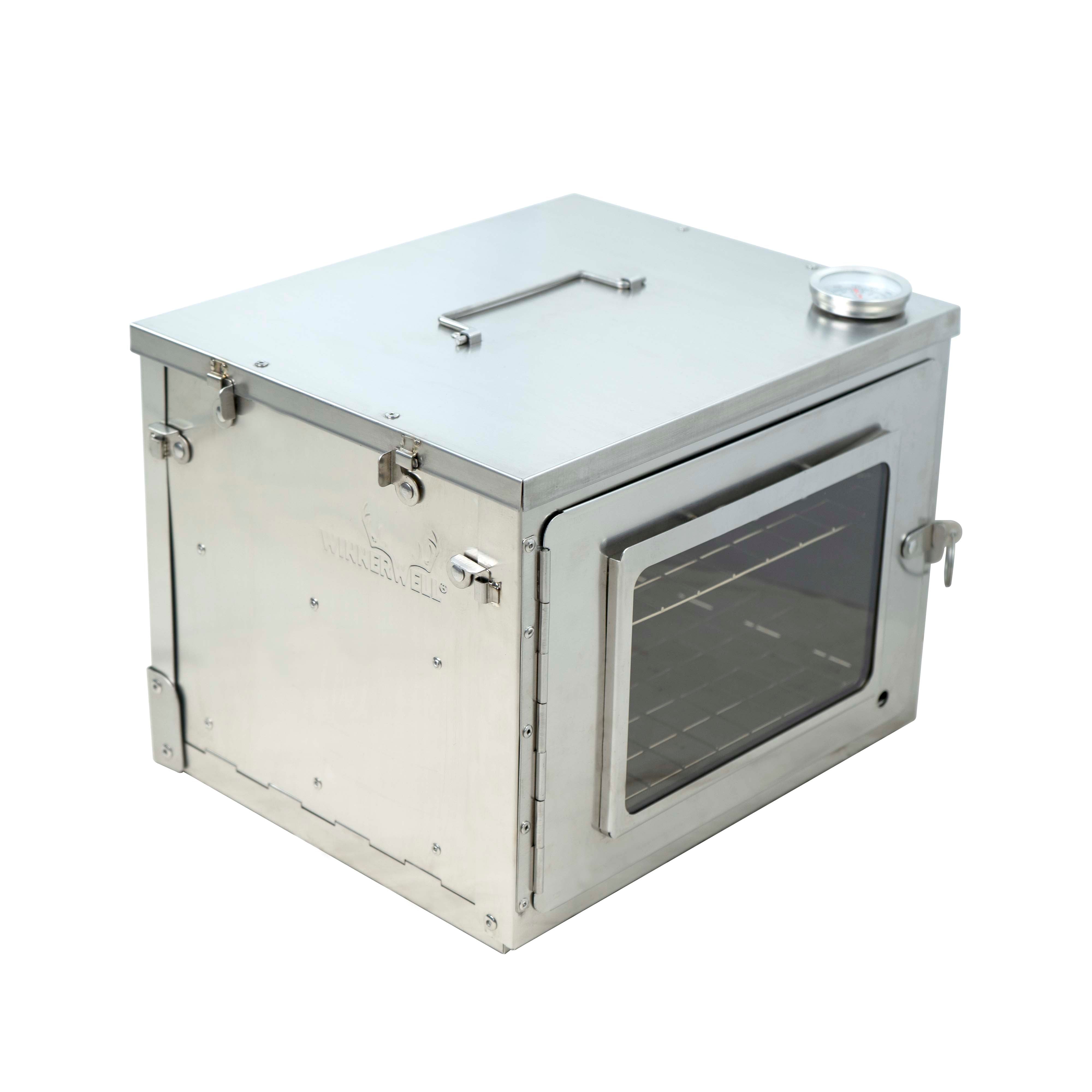 Side view of the Winnerwell® Fastfold Oven, highlighting its sleek, compact design and the structural details that enable it to be folded for convenient storage and transport.