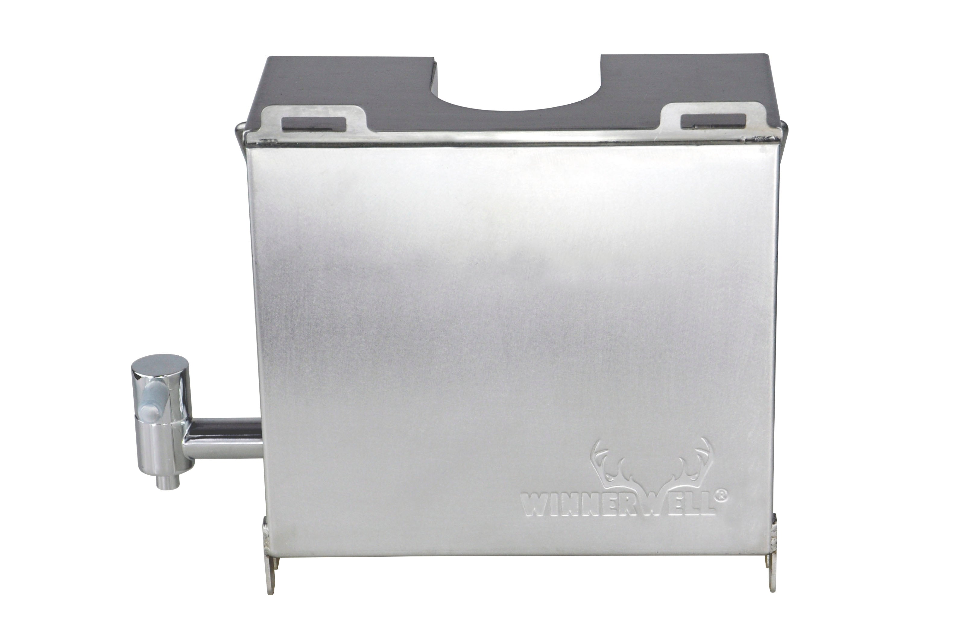 Alternative side view of Winnerwell® M - sized Water Tank, highlighting its structural details and suitability for outdoor adventures with M - sized stoves.