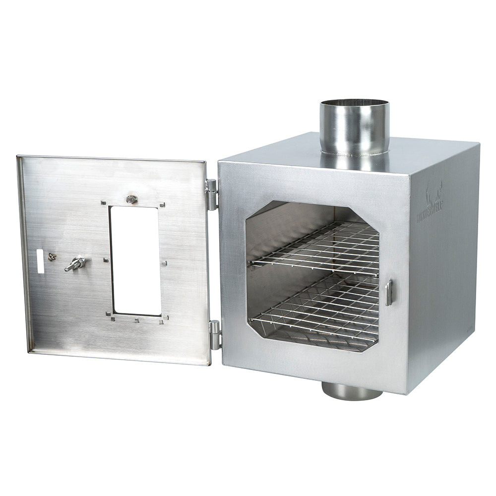 Another interior view of Winnerwell® Pipe Oven, emphasizing the design that allows heat circulation for even cooking, a key feature for outdoor culinary use.