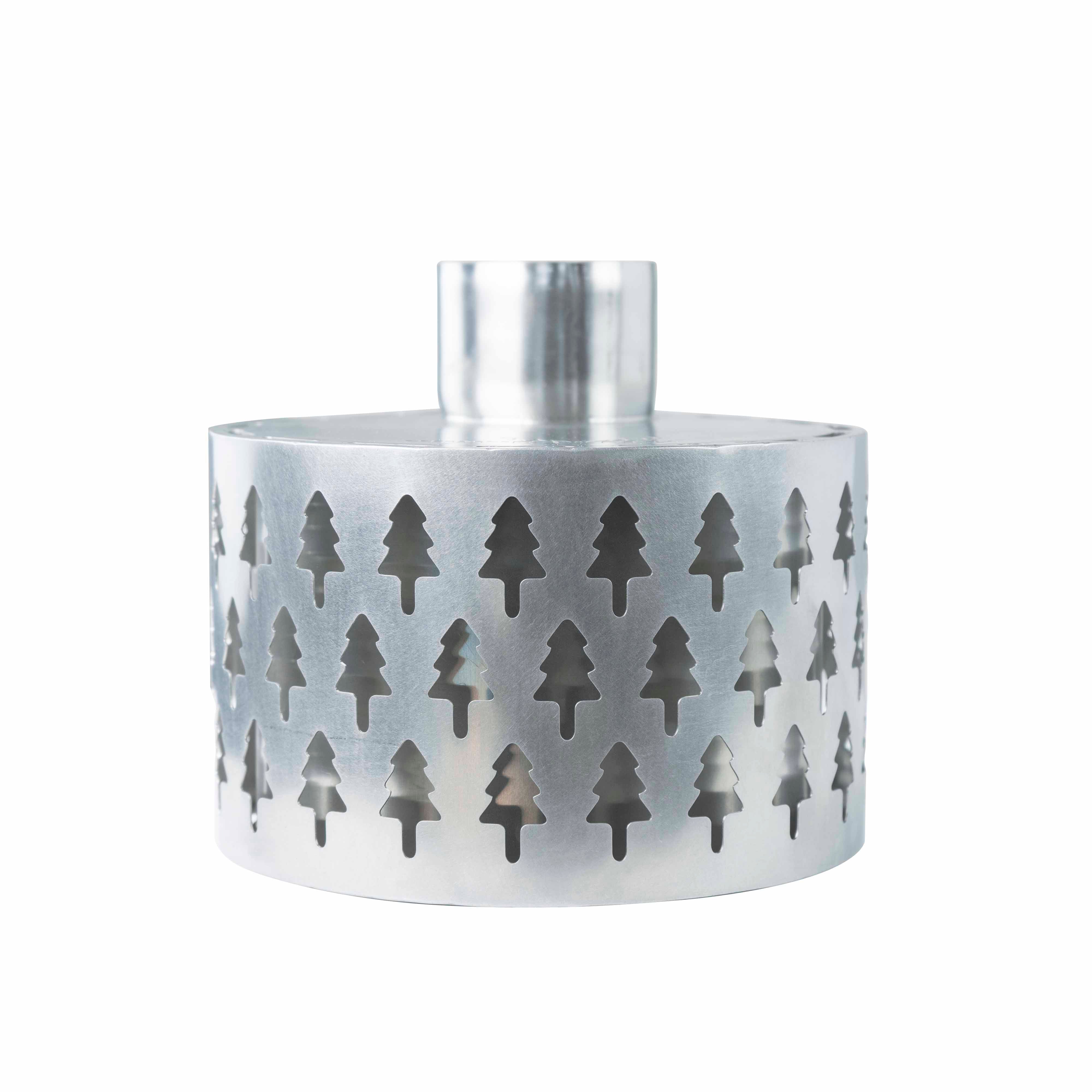 Another side view of Winnerwell® Secondary Combustion Burner, showcasing its compact, durable stainless - steel construction and how it connects to stoves for efficient outdoor heating.