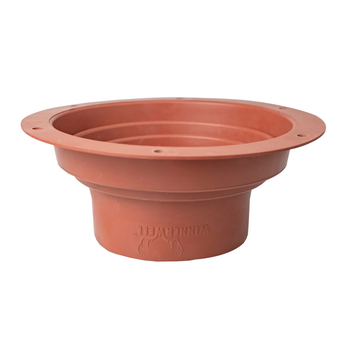 Side view of Winnerwell® Silicone Collar, highlighting its flexible, brown, and multi - layered design that allows for effective sealing in outdoor stove pipe systems.