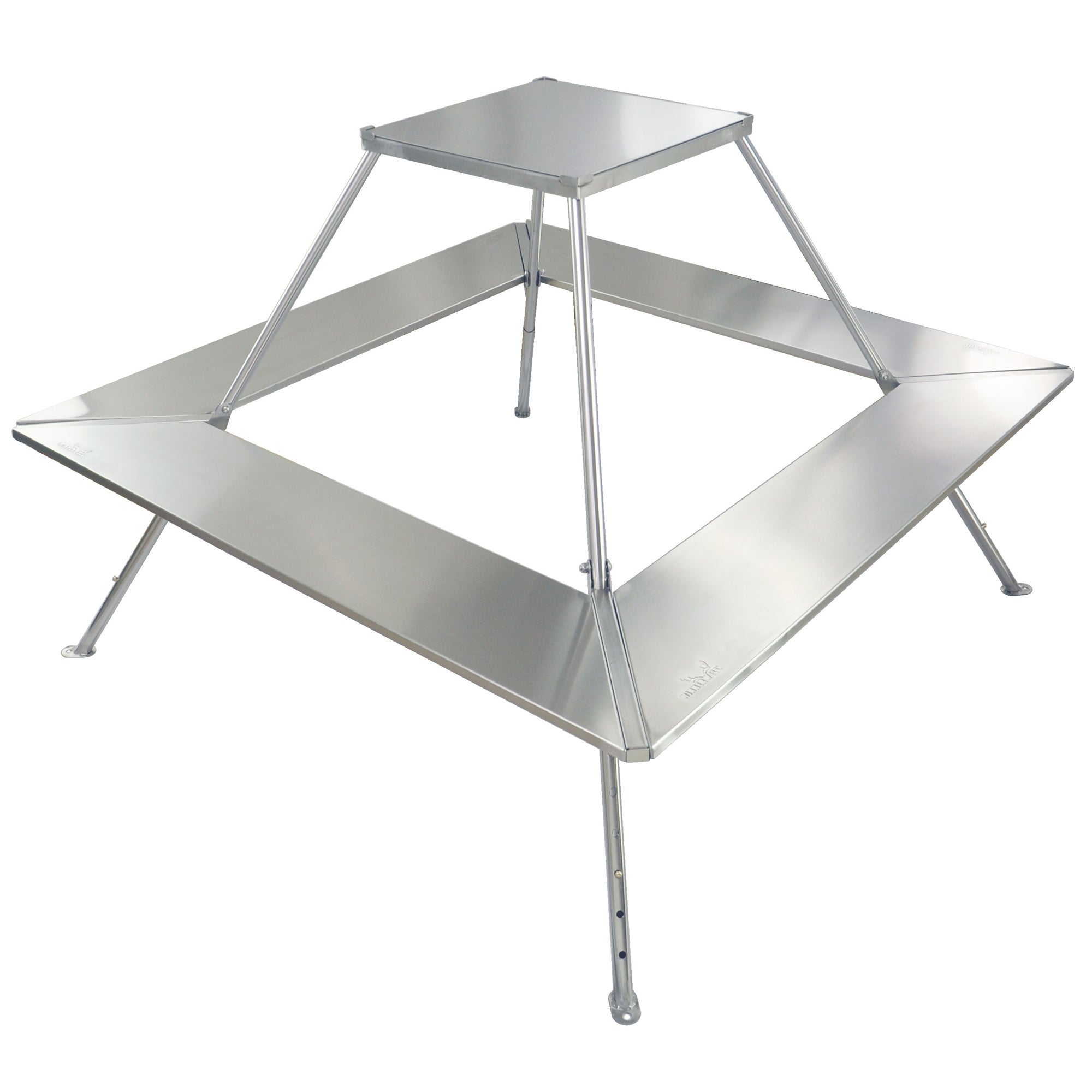 Winnerwell® Fire Guard Stove Table showcasing its full structure with a square frame and elevated top platform, designed for outdoor stove protection and use.