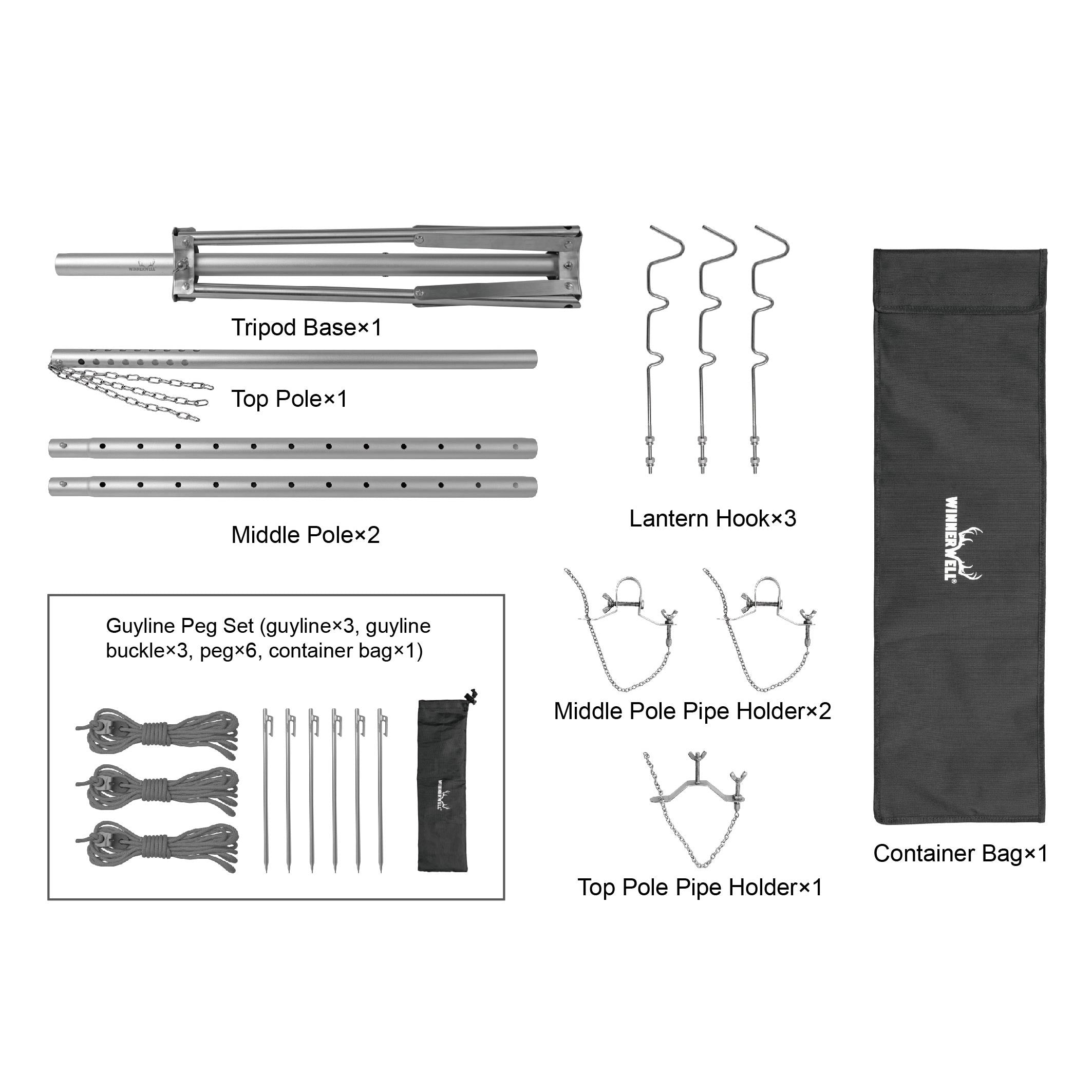 Manual and specifications sheet for Winnerwell® Lantern & Pipe Stand, providing assembly and product detail information.
