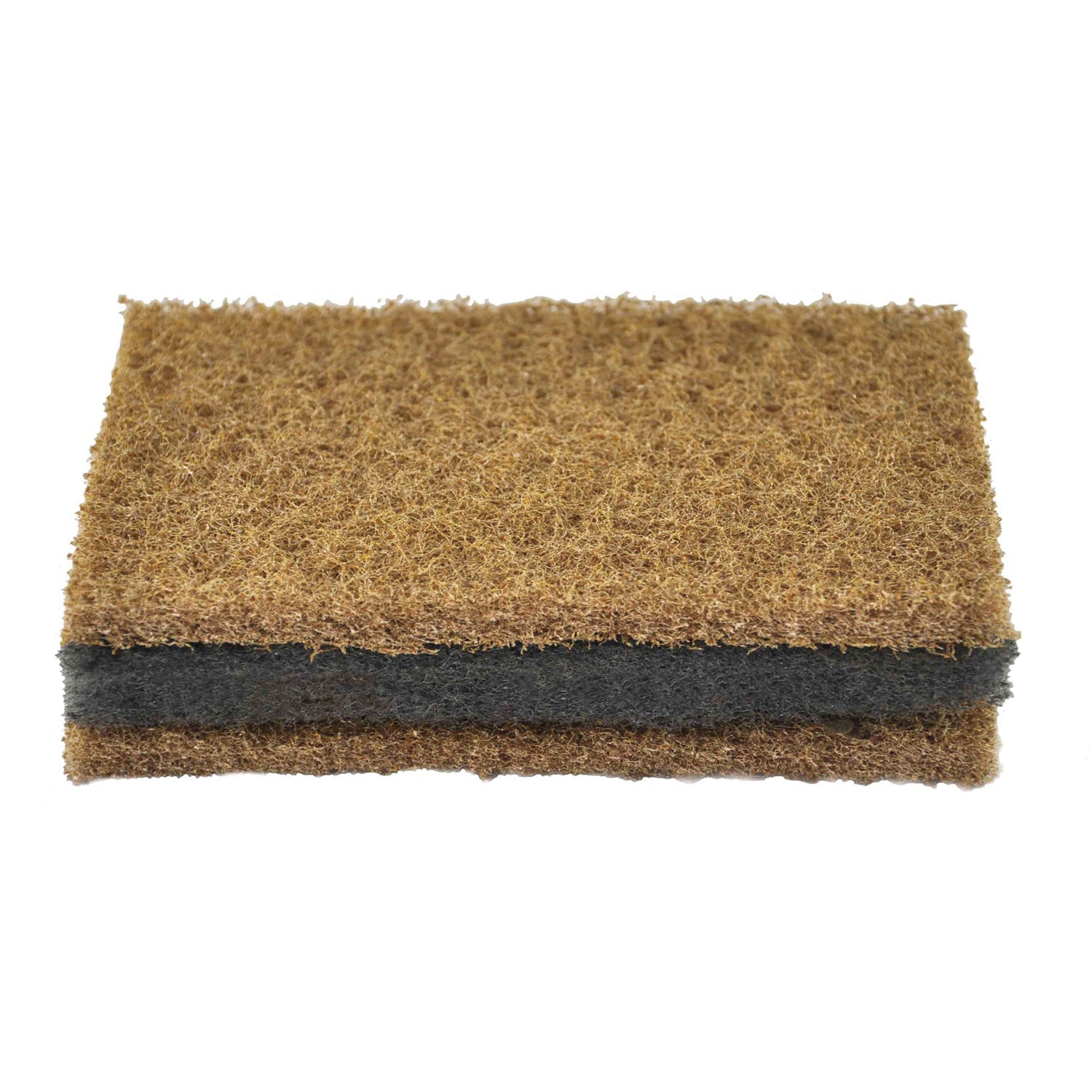 A single Winnerwell® scrubbing sponge, displaying its rectangular shape with a rough, brown scrubbing surface and a black, possibly more absorbent, layer at the bottom.