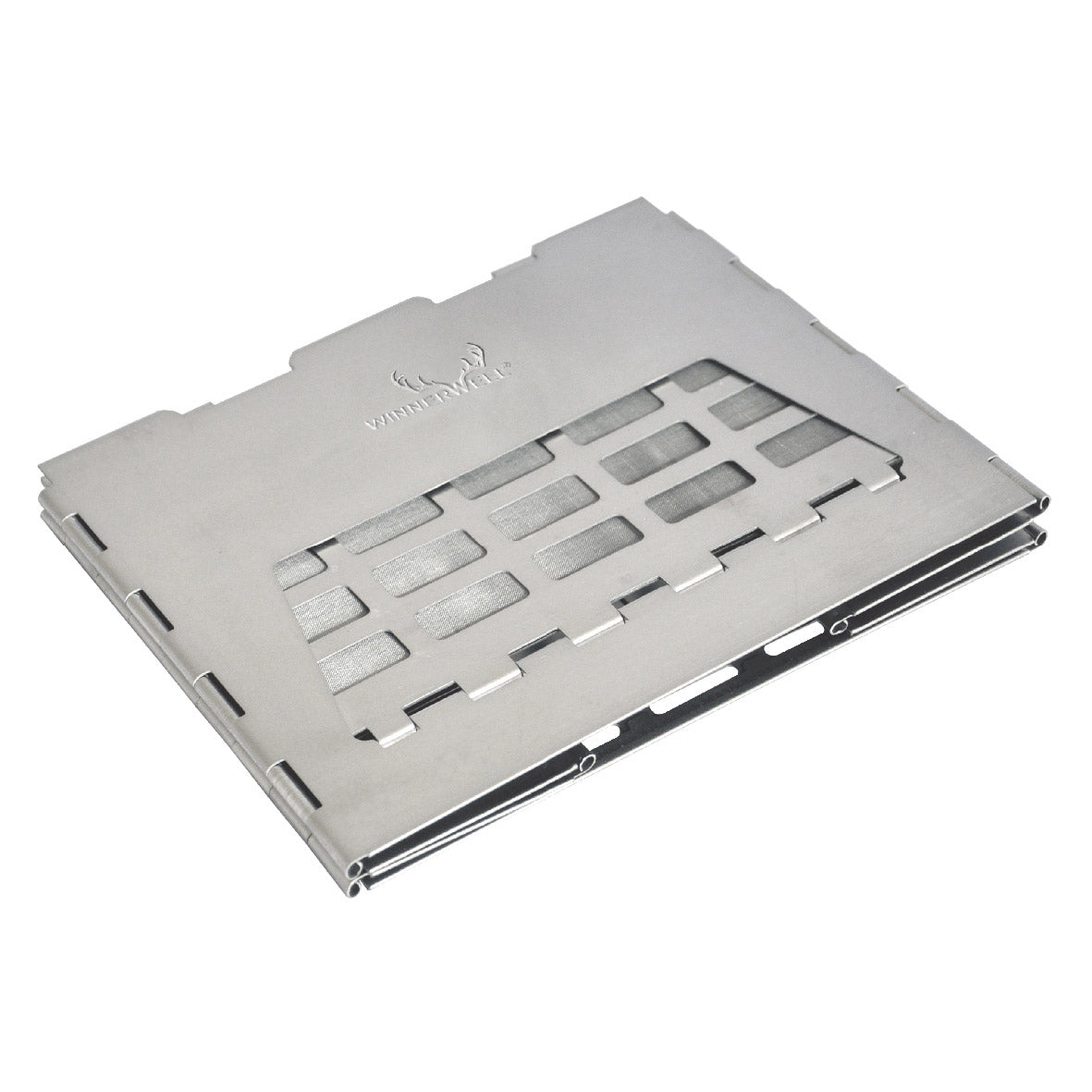 Winnerwell® Backpack Stove fold vs. unfold—demonstrates its compact, foldable design for easy transport and quick setup. Unfolds to a stable cooking platform, ideal for on - the - go outdoor meals