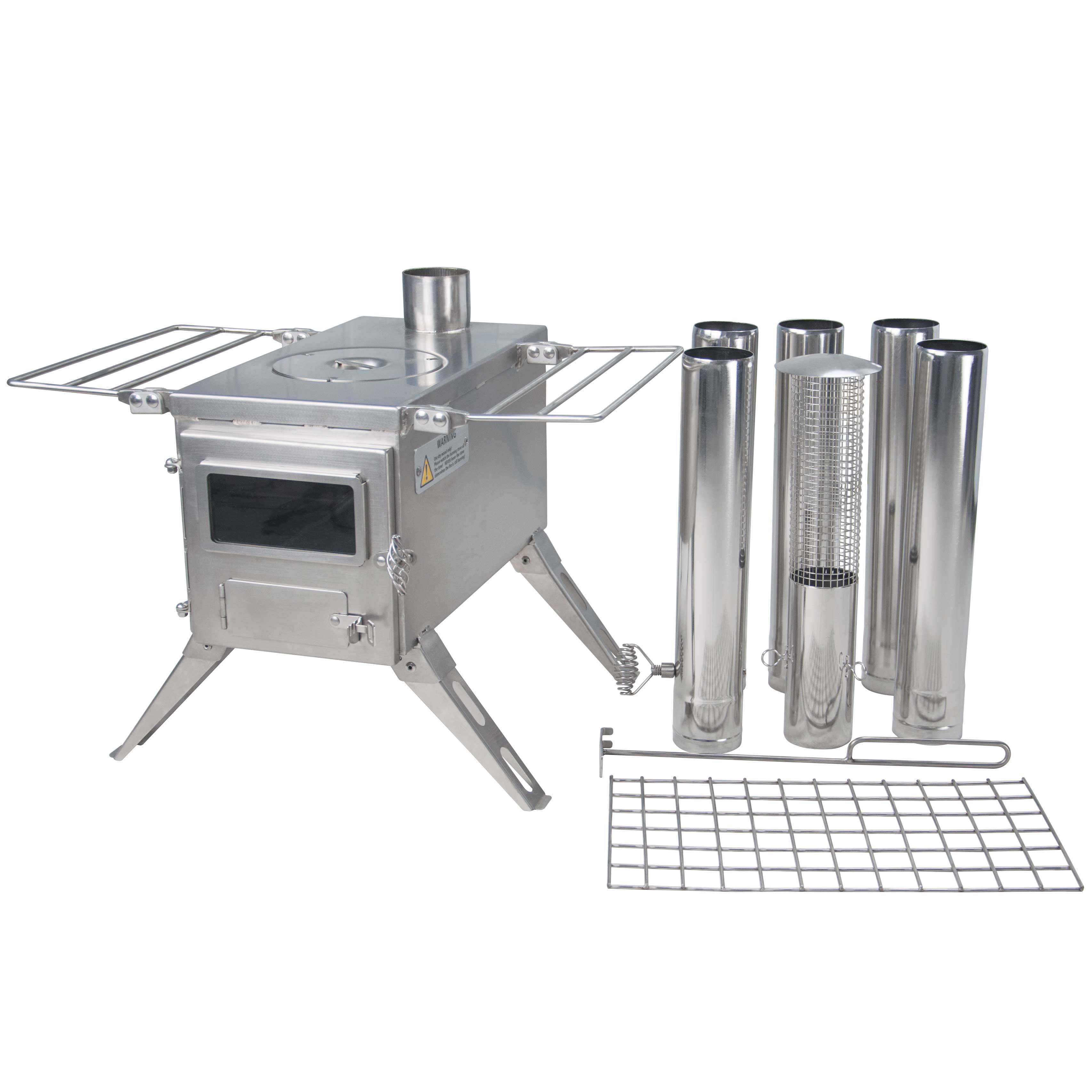 Winnerwell Nomad 1G Cook Camping Stove – portable stainless steel wood-burning stove all parts view
