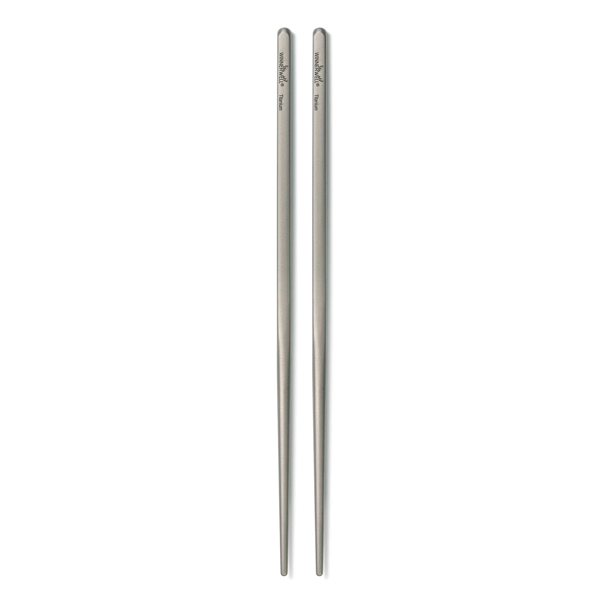 Winnerwell® Square Titanium Chopsticks, showcasing anti-slip square design and ultralight titanium build for outdoor dining.
